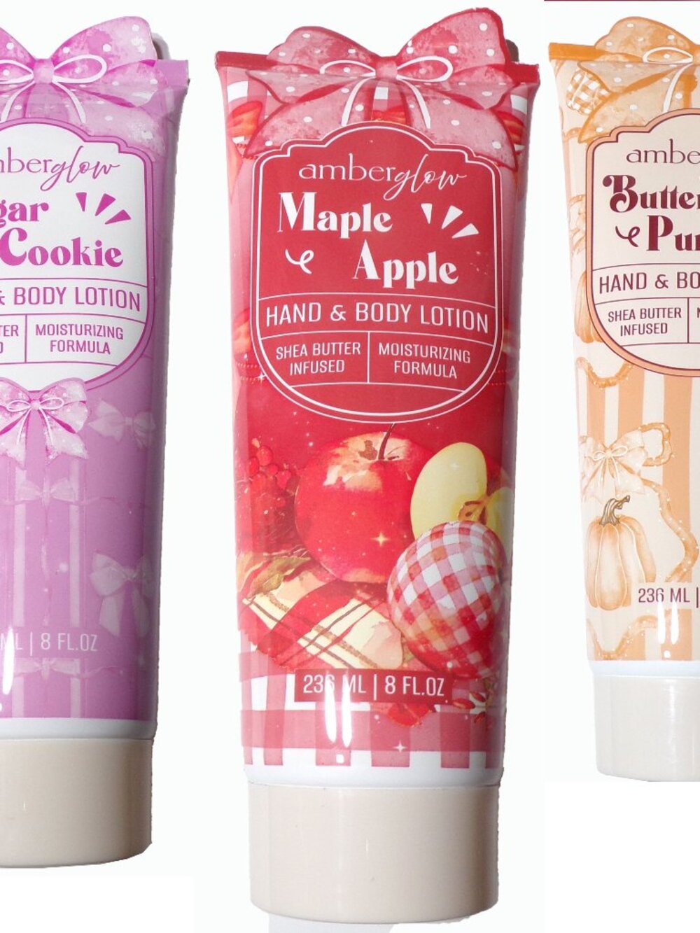 Amber Glow Hand & Body Lotion Set: Sugar Cookie, Butter Pumpkin & Maple Apple
